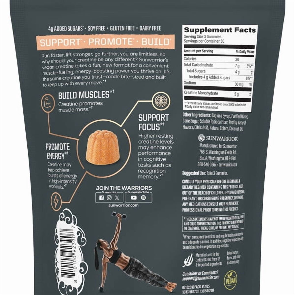 US Active Creatine Gummies (Peach) - 90ct pouch (30 srv)