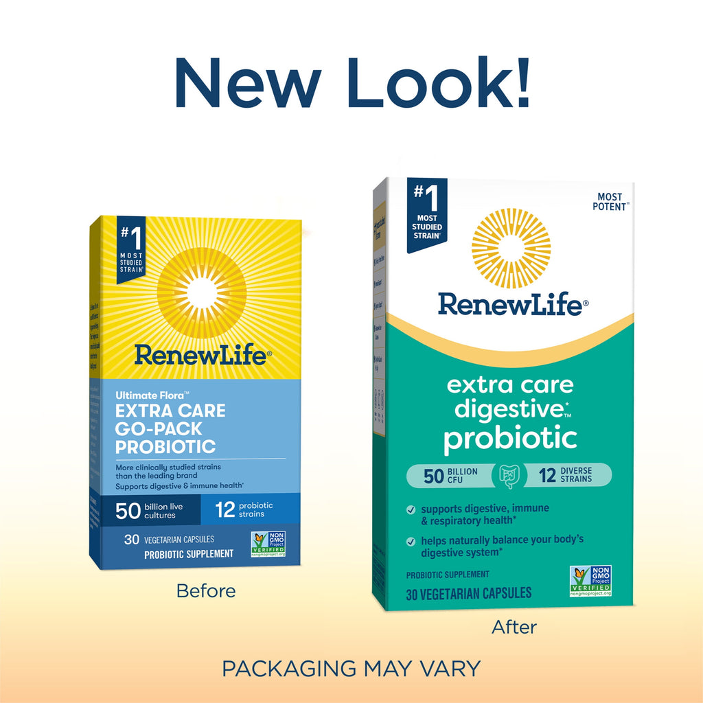 Renew Life Extra Care Go-Pack Probiotic, 50 Billion CFU, 30 Capsules