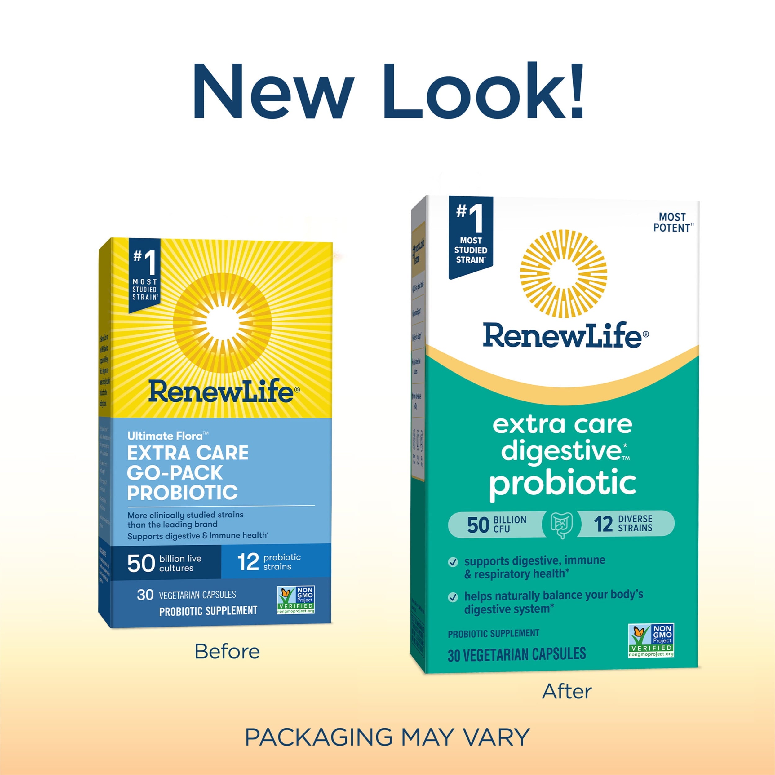 Renew Life Extra Care Go-Pack Probiotic, 50 Billion CFU, 30 Capsules