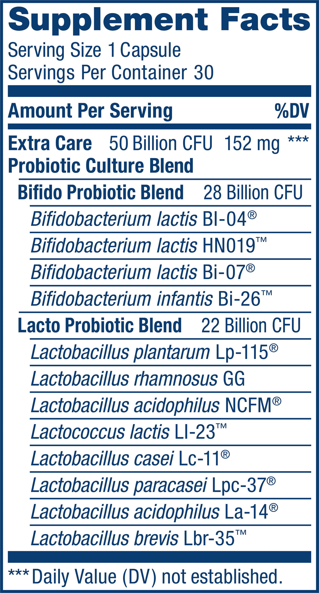 Renew Life Extra Care Go-Pack Probiotic, 50 Billion CFU, 30 Capsules