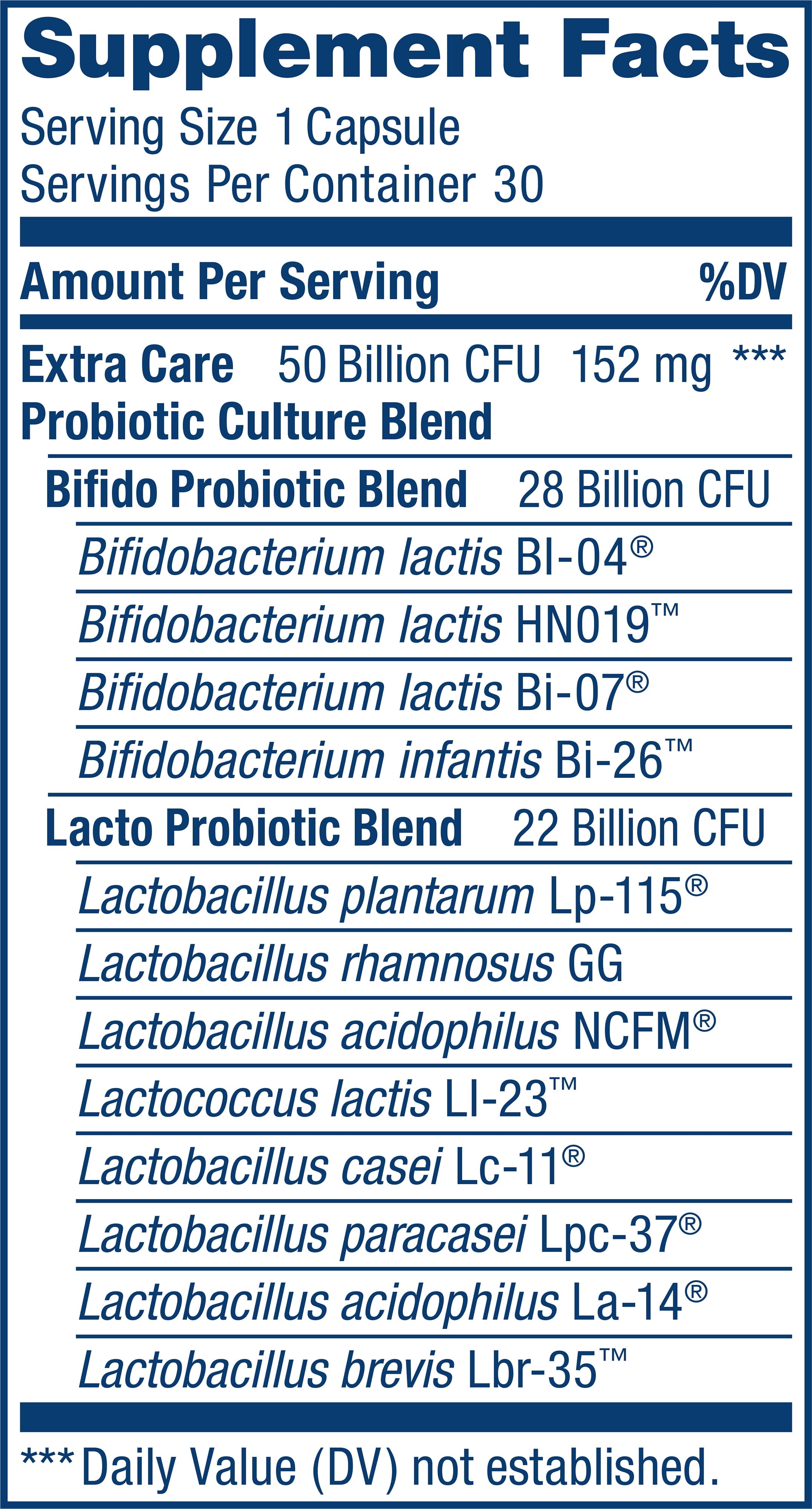Renew Life Extra Care Go-Pack Probiotic, 50 Billion CFU, 30 Capsules