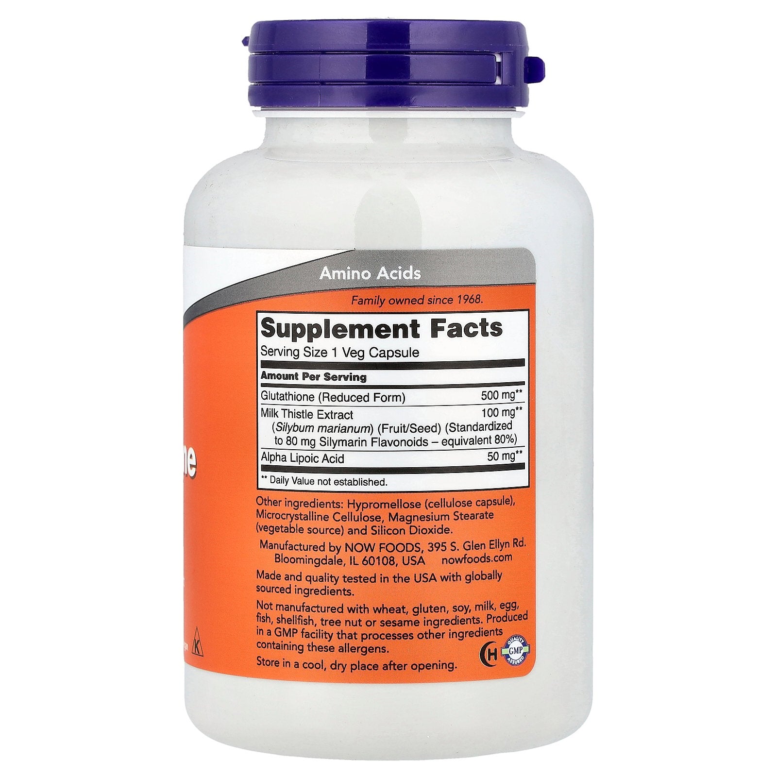 NOW Foods Glutathione , 500 mg, 120 Veg Capsules