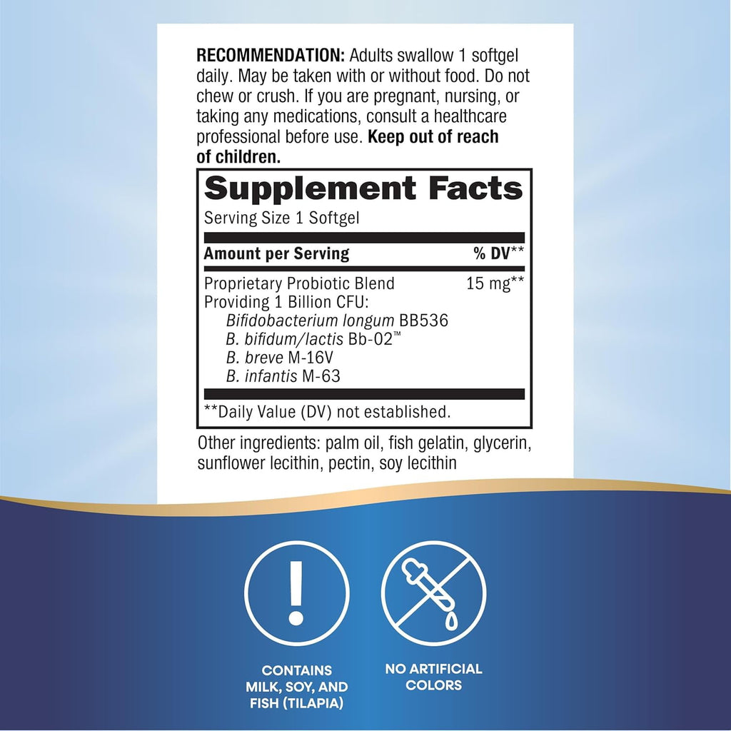 Nature's Way Probiotic Pearls Adults 50+, 1 Billion Cultures, 30 Softgels