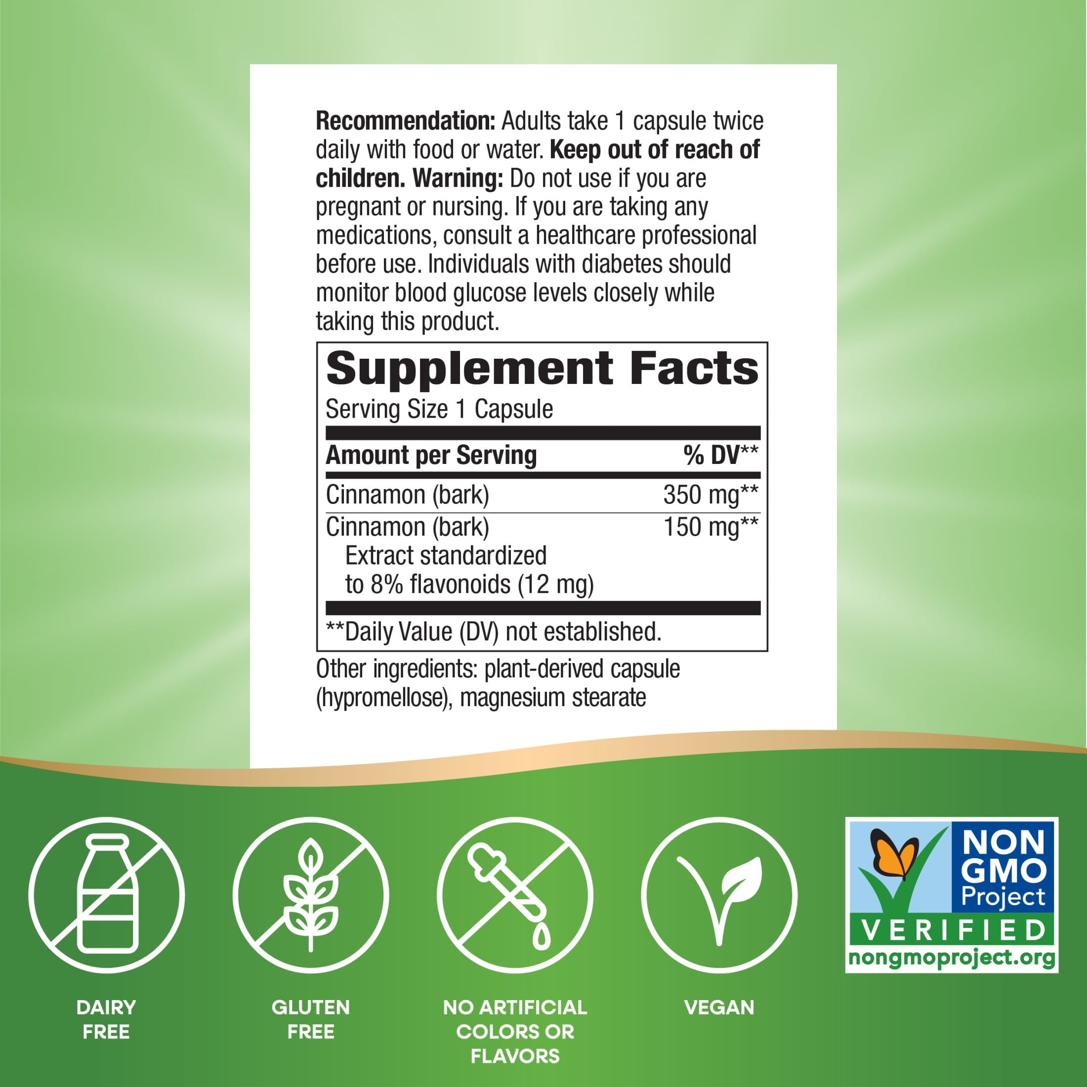 Nature's Way Cinnamon Premium Extract Capsules, Supports Blood Sugar Metabolism*, Unisex, 120ct