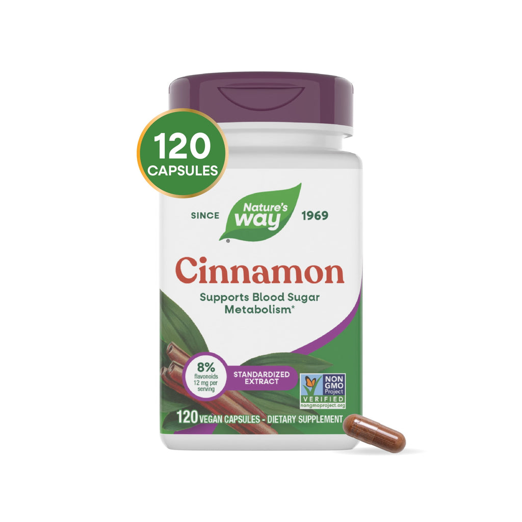 Nature's Way Cinnamon Premium Extract Capsules, Supports Blood Sugar Metabolism*, Unisex, 120ct