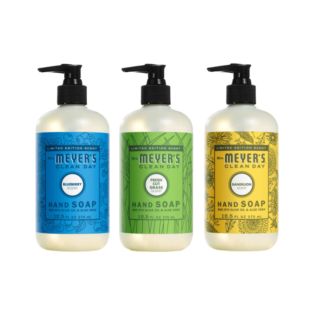 Mrs. Meyer’s Clean Day Liquid Hand Soap 12.5 fl oz Each, Fresh Cut Grass, Tomato Vine, Blueberry, 1 ct (Variety Pack)
