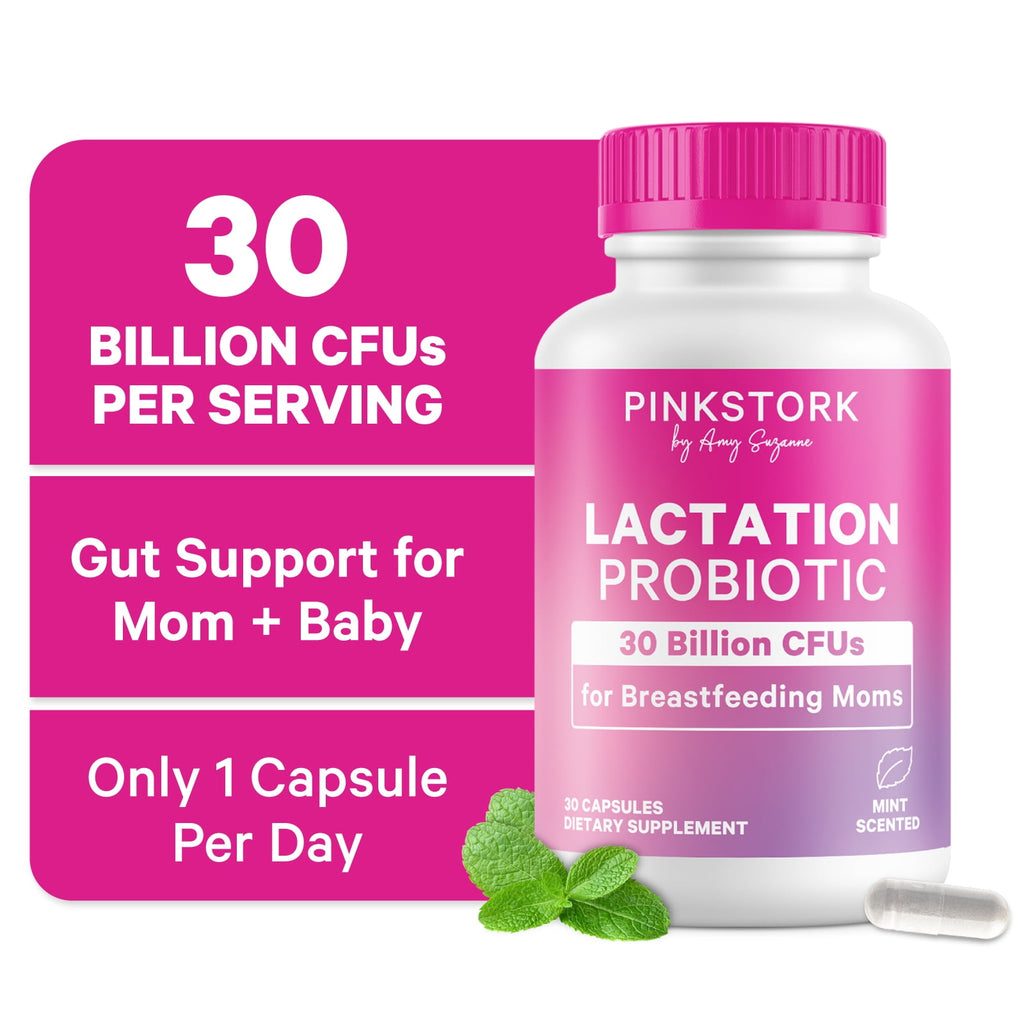 Pink Stork Total Lactation Probiotic: 10 Billion CFU, Breastfeeding, Women's Probiotic, 30 Capsules