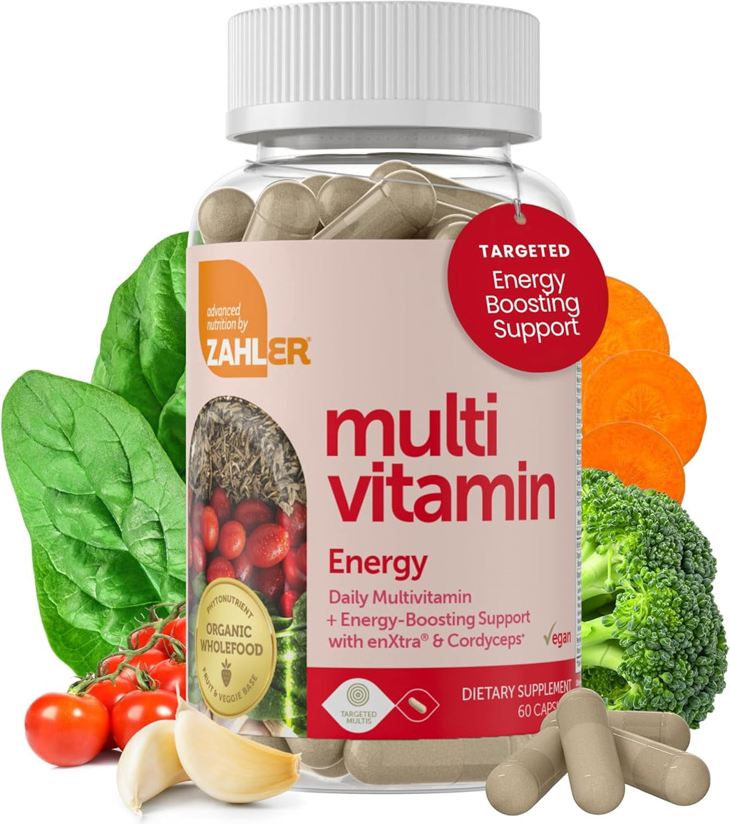 Mutivitamin Energy, Daily Multi + Energy Boosting Support with enXtra &amp; Cordyceps, 60 Capsules, Zahler