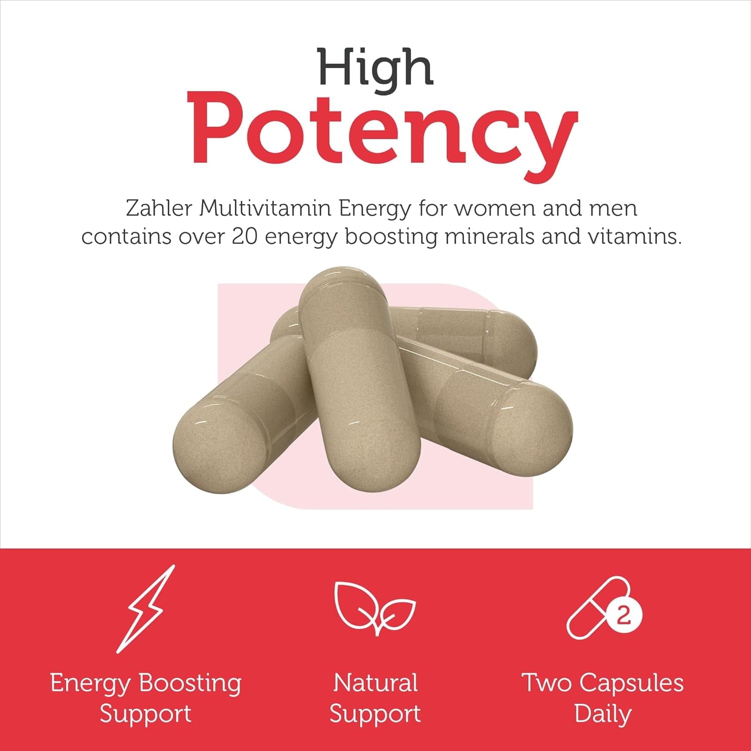 Mutivitamin Energy, Daily Multi + Energy Boosting Support with enXtra &amp; Cordyceps, 60 Capsules, Zahler
