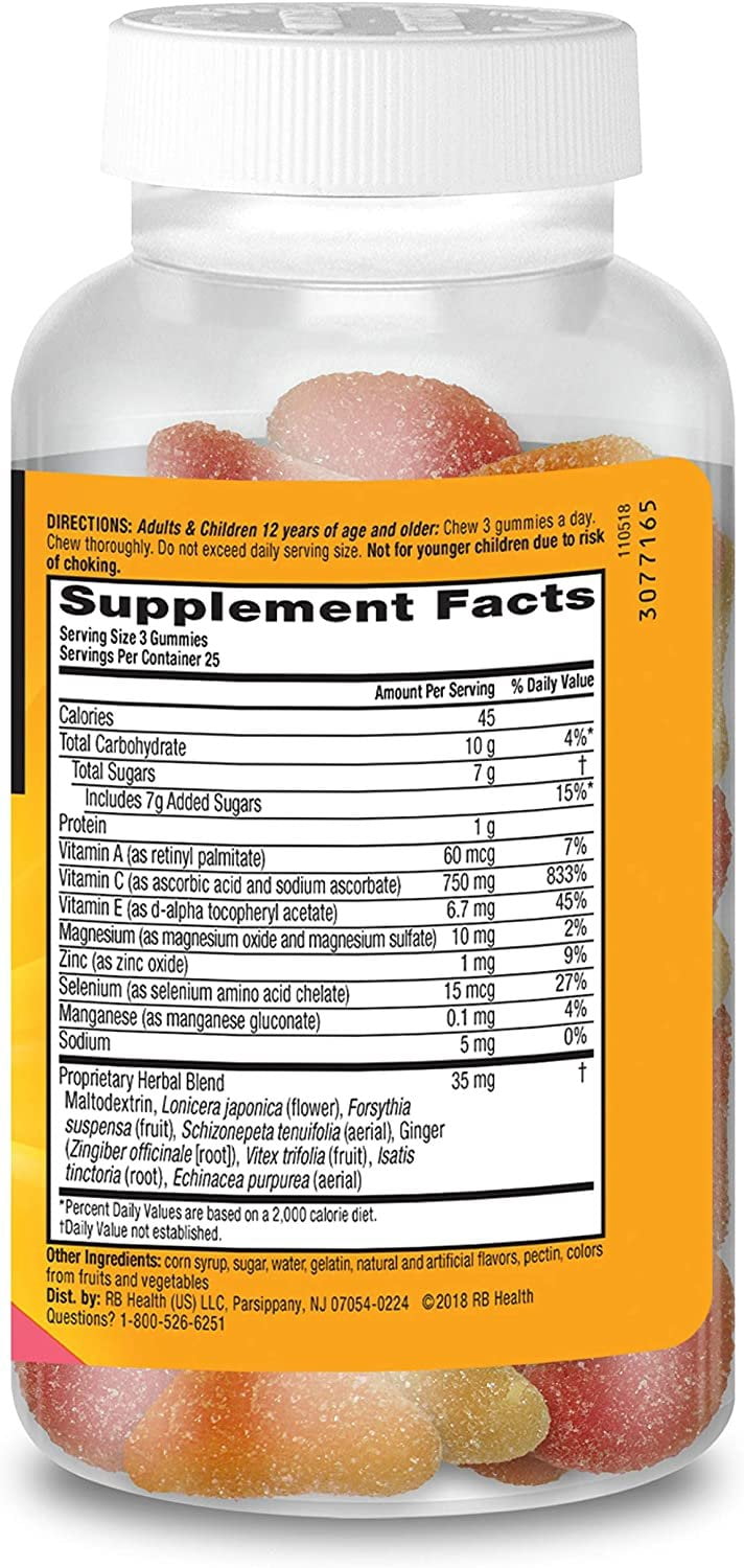 Airborne Original Immune Support Supplement Gummies Assorted Fruit Flavors