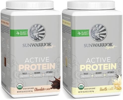 Sunwarrior Sport Organic Active Protein, Chocolate, Vegan Protein Powder, 20 Servings