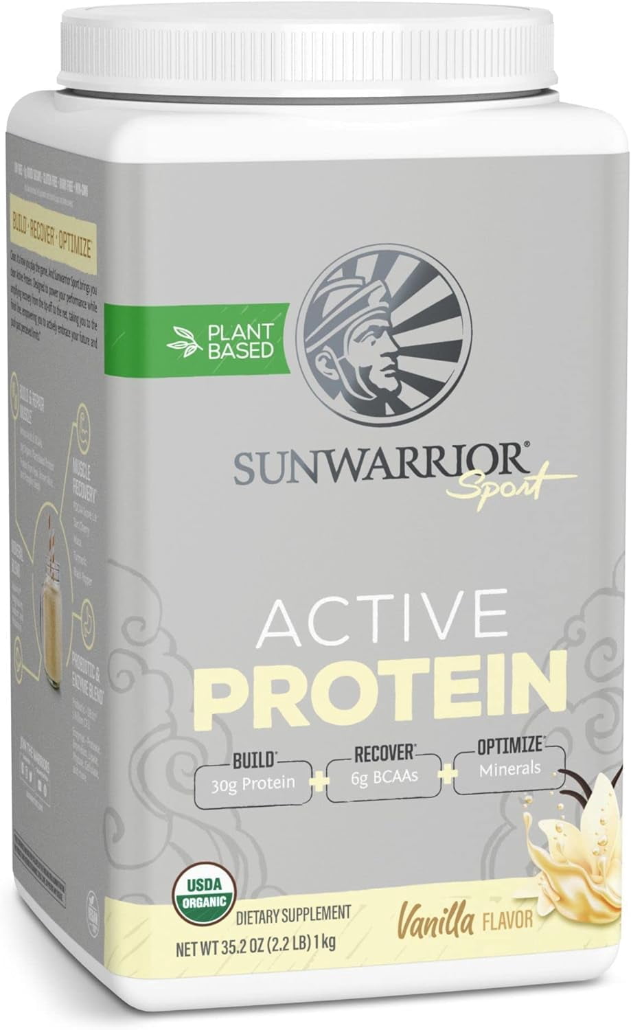 Sunwarrior Sport Organic Active Protein, Chocolate, Vegan Protein Powder, 20 Servings