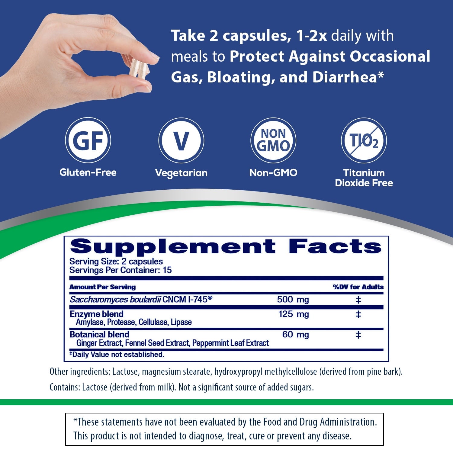 Florastor Unisex Advanced Gas &amp; Bloat Daily Probiotic &amp; Digestive Supplement Capsules, 30 Count