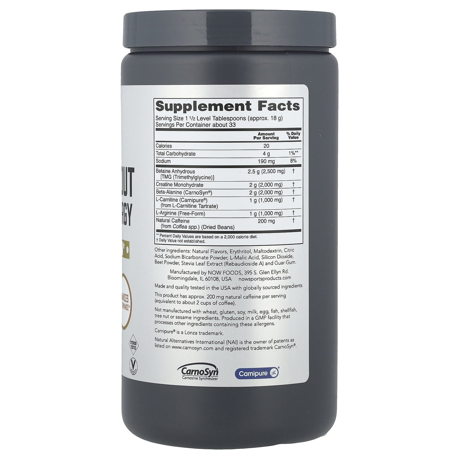NOW Foods Sports, Pre-Workout Advanced Energy, Watermelon, 21.16 oz (600 g)