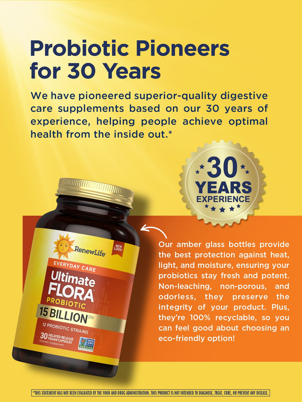 Renew Life Ultimate Flora Probiotic Capsules | 15 Billion CFU | 30 Count