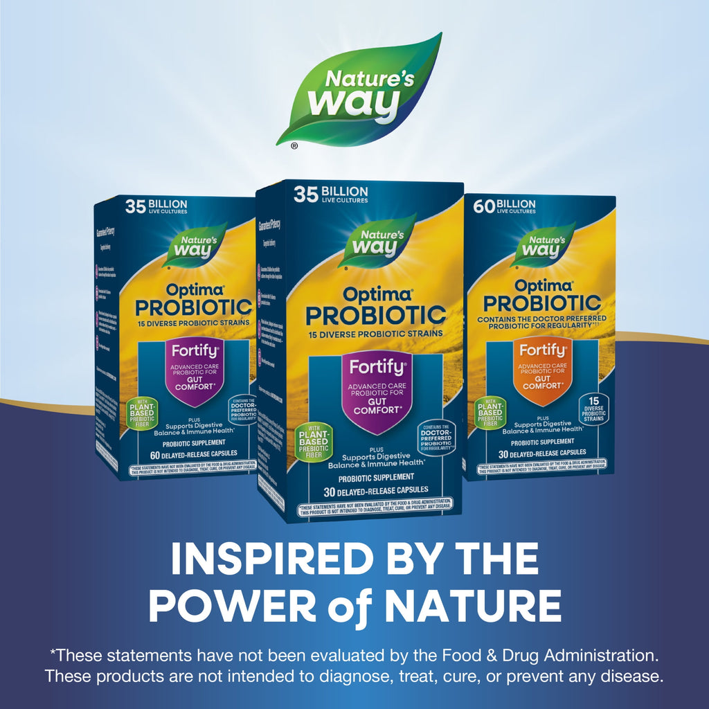 Nature's Way Fortify Optima Probiotic Capsules, 35 Billion Live Cultures, Gut Comfort*, Unisex, 30ct