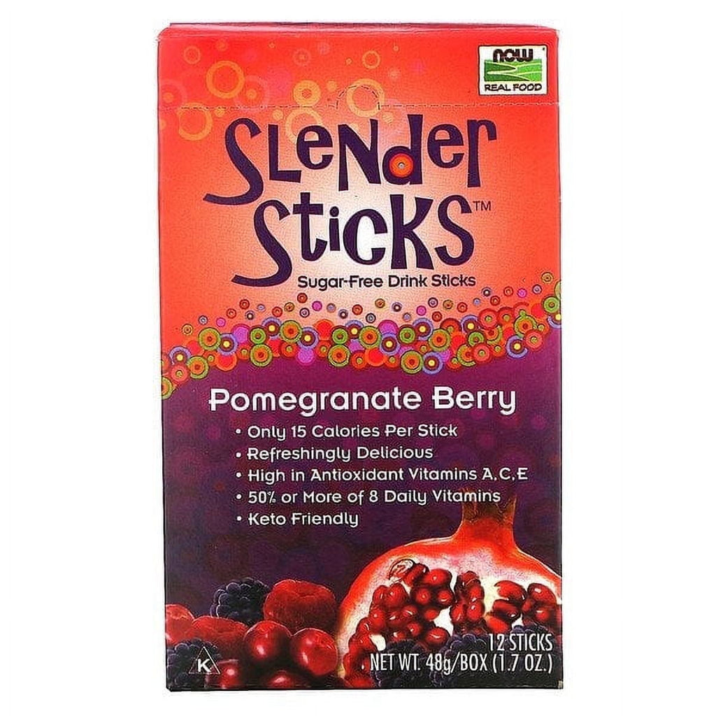NOW Foods, Real Food, Slender Sticks, Pomegranate Berry, 12 Sticks, 0.14 oz (4 g) Each Pack of 3