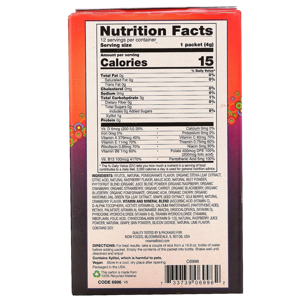 NOW Foods, Real Food, Slender Sticks, Pomegranate Berry, 12 Sticks, 0.14 oz (4 g) Each Pack of 3