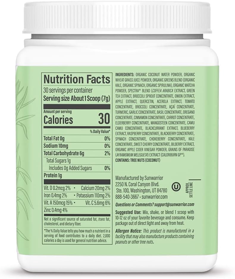 Sunwarrior Thermo Greens Unflavored Supergreens Metabolism Booster Powder 7.4 oz