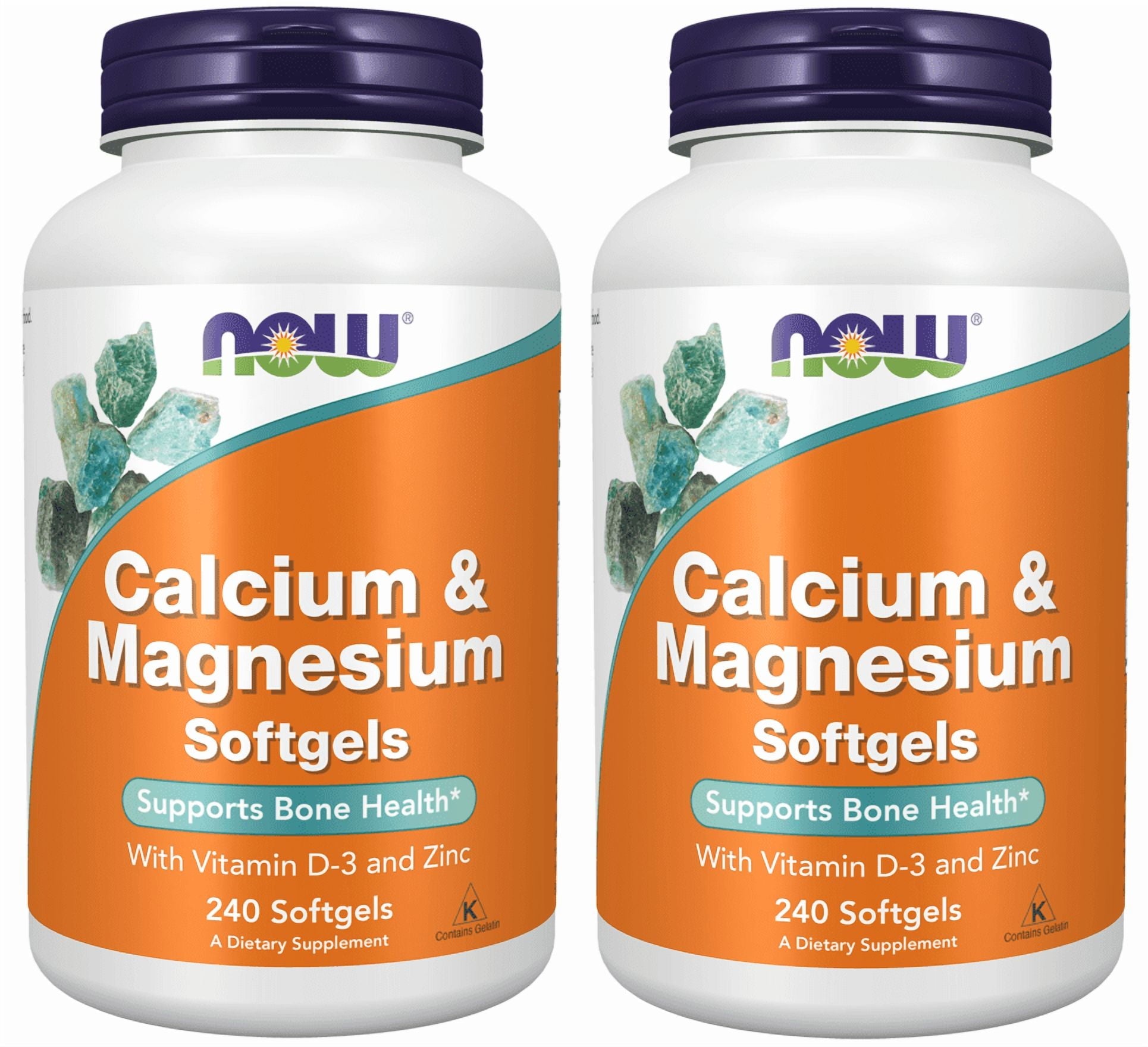 NOW Supplements, Calcium &amp; Magnesium with Vitamin D-3 and Zinc, Supports Bone Health*, 240 Softgels (Pack of 2)
