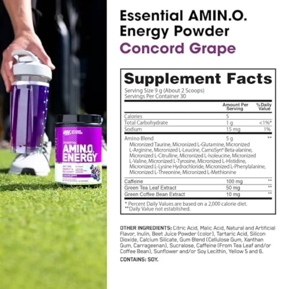 Optimum Nutrition, Essential Amino Energy, Powder, Concord Grape, 30 Servings