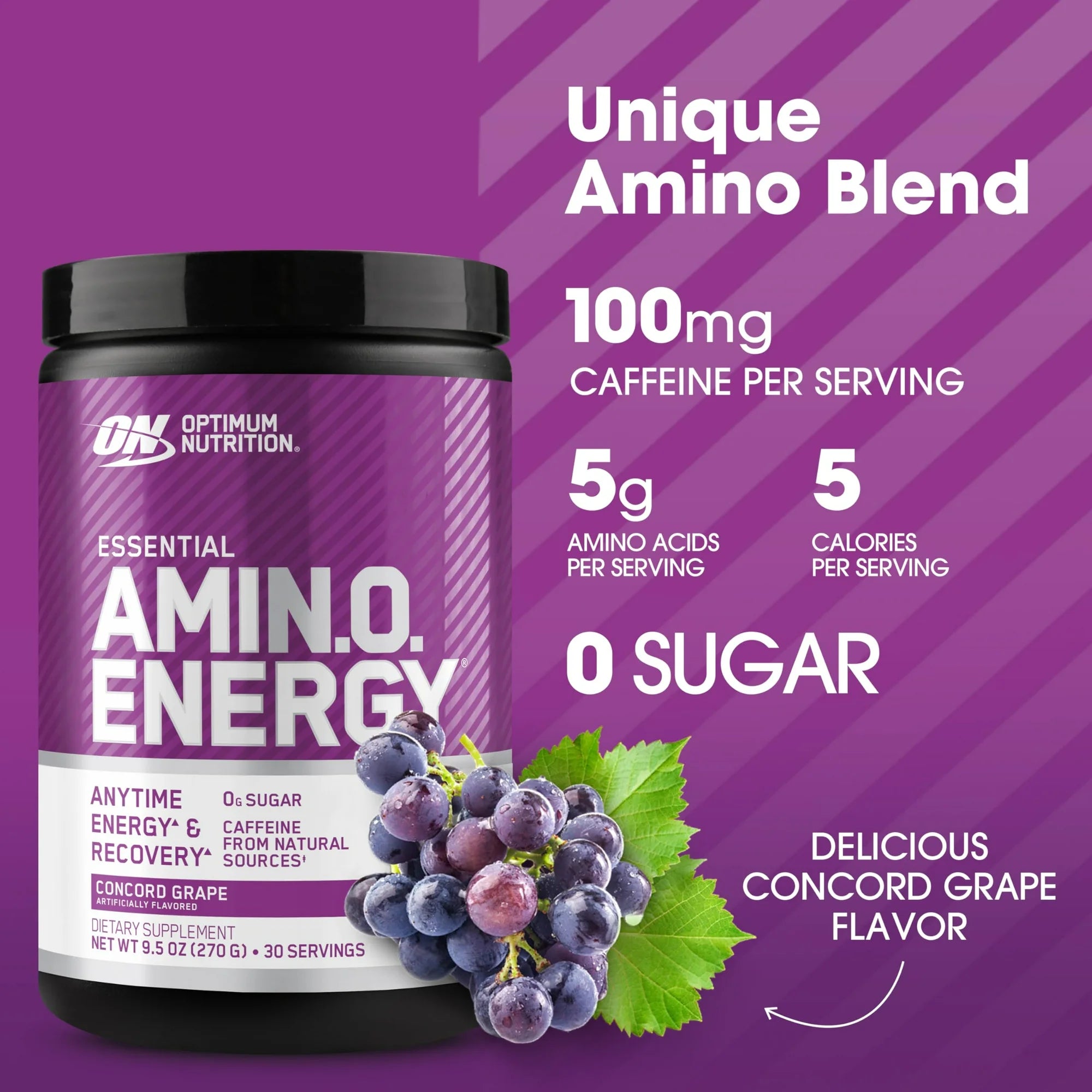 Optimum Nutrition, Essential Amino Energy, Powder, Concord Grape, 30 Servings