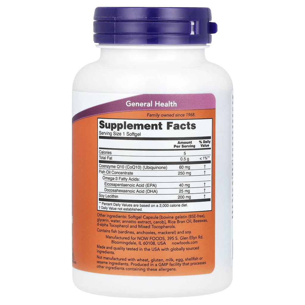 Now Foods CoQ10 With Omega-3 Cardiovascular Health, 60mg, 60ct