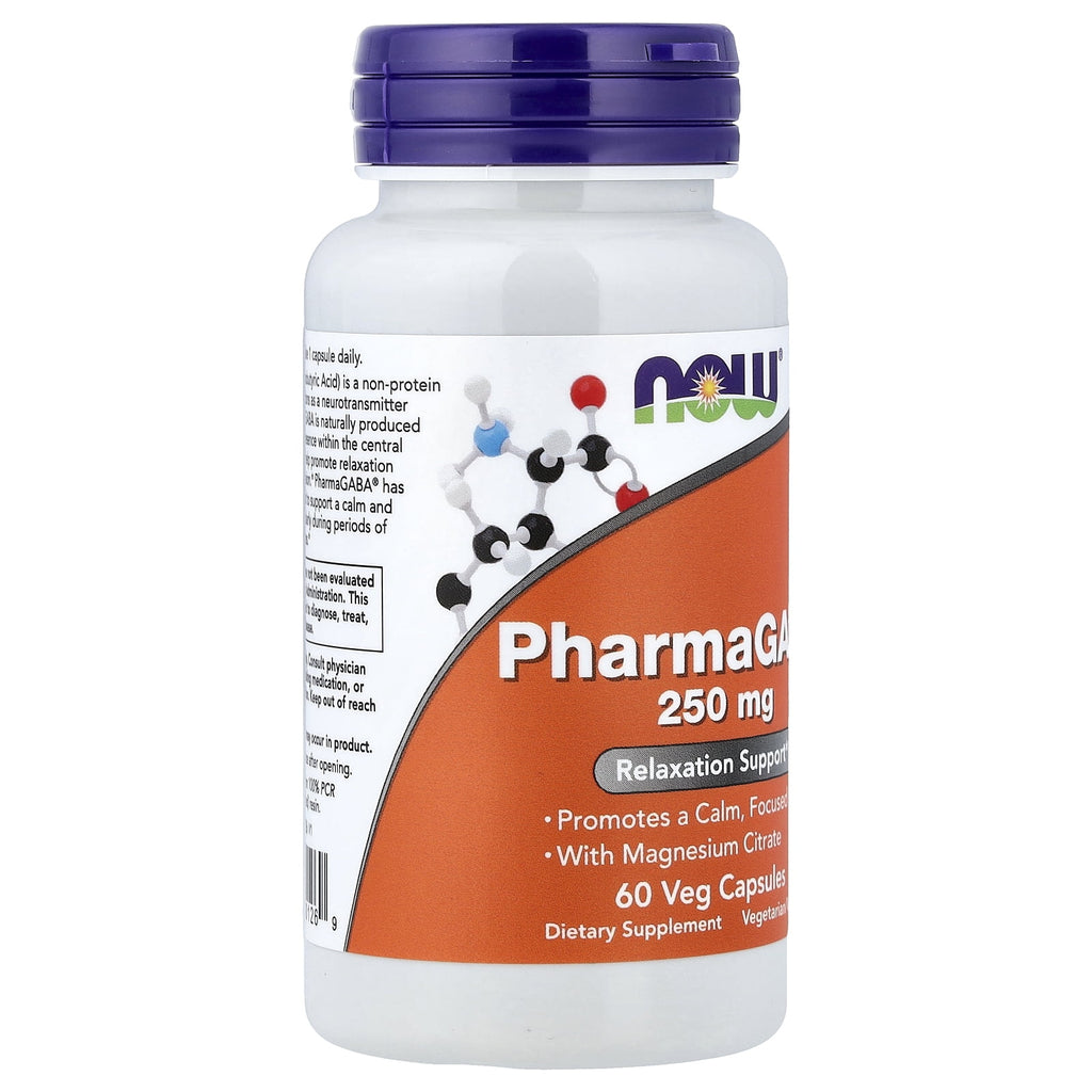 NOW Foods PharmaGABA® With Magnesium Citrate, 250 mg, 60 Veg Capsules