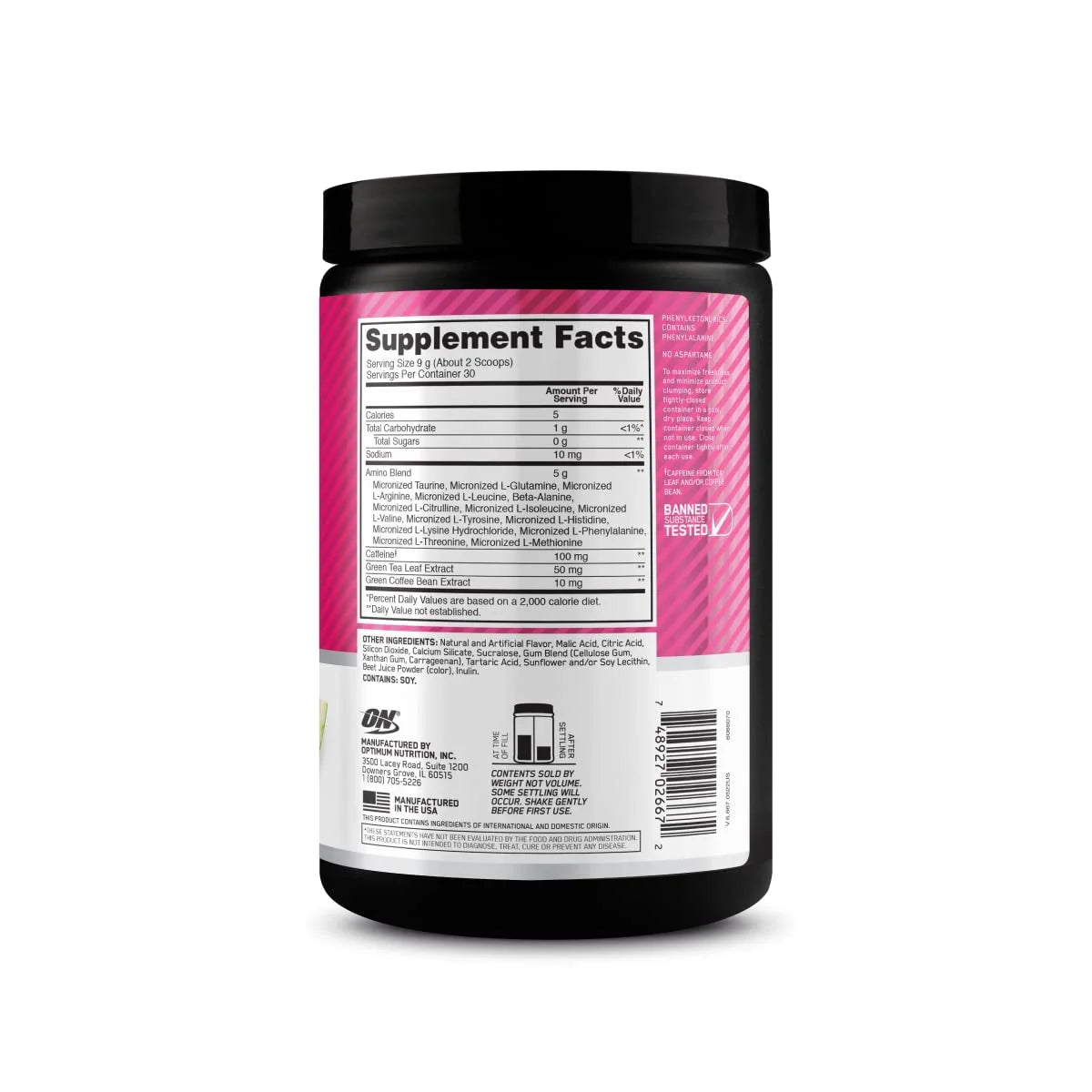 Optimum Nutrition Amino Energy Pre Workout + Essential Amino Acids Powder, Watermelon, 30 Servings