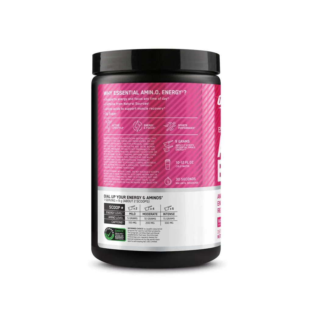 Optimum Nutrition Amino Energy Pre Workout + Essential Amino Acids Powder, Watermelon, 30 Servings