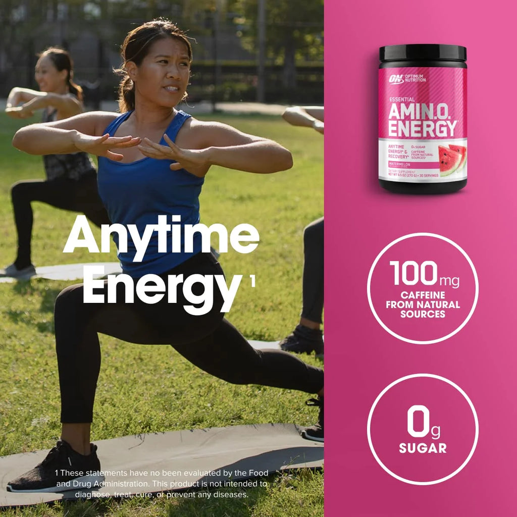 Optimum Nutrition Amino Energy Pre Workout + Essential Amino Acids Powder, Watermelon, 30 Servings