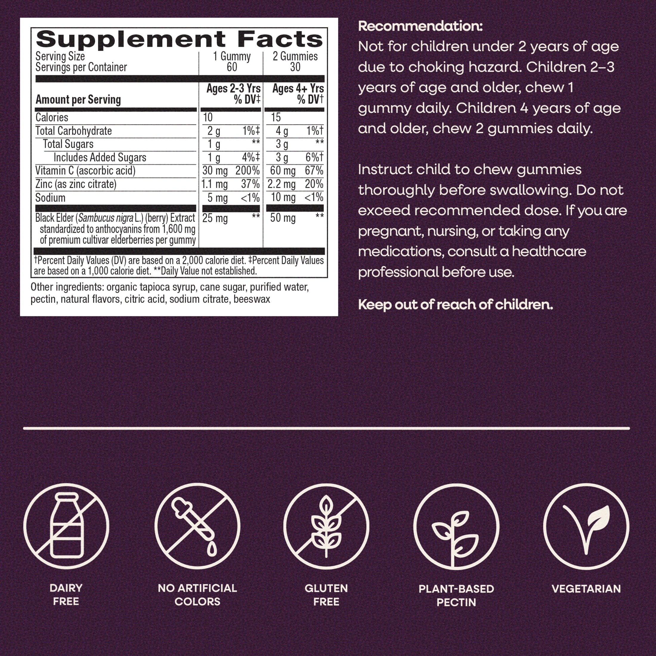 Nature’s Way Sambucus Immune Gummies for Kids, with Elderberry, Vitamin C and Zinc, Unisex, 60 Count
