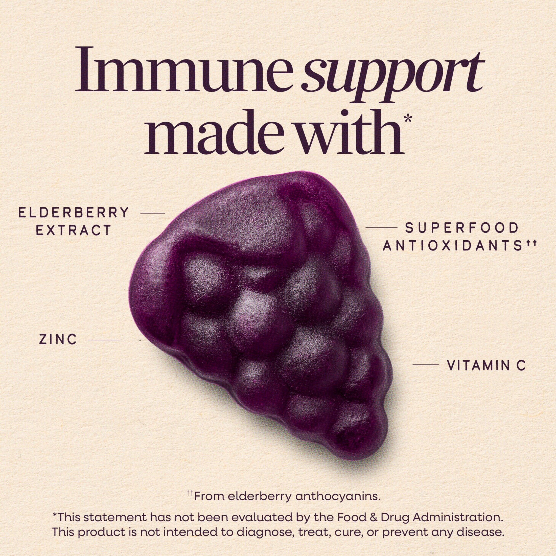 Nature’s Way Sambucus Immune Gummies for Kids, with Elderberry, Vitamin C and Zinc, Unisex, 60 Count