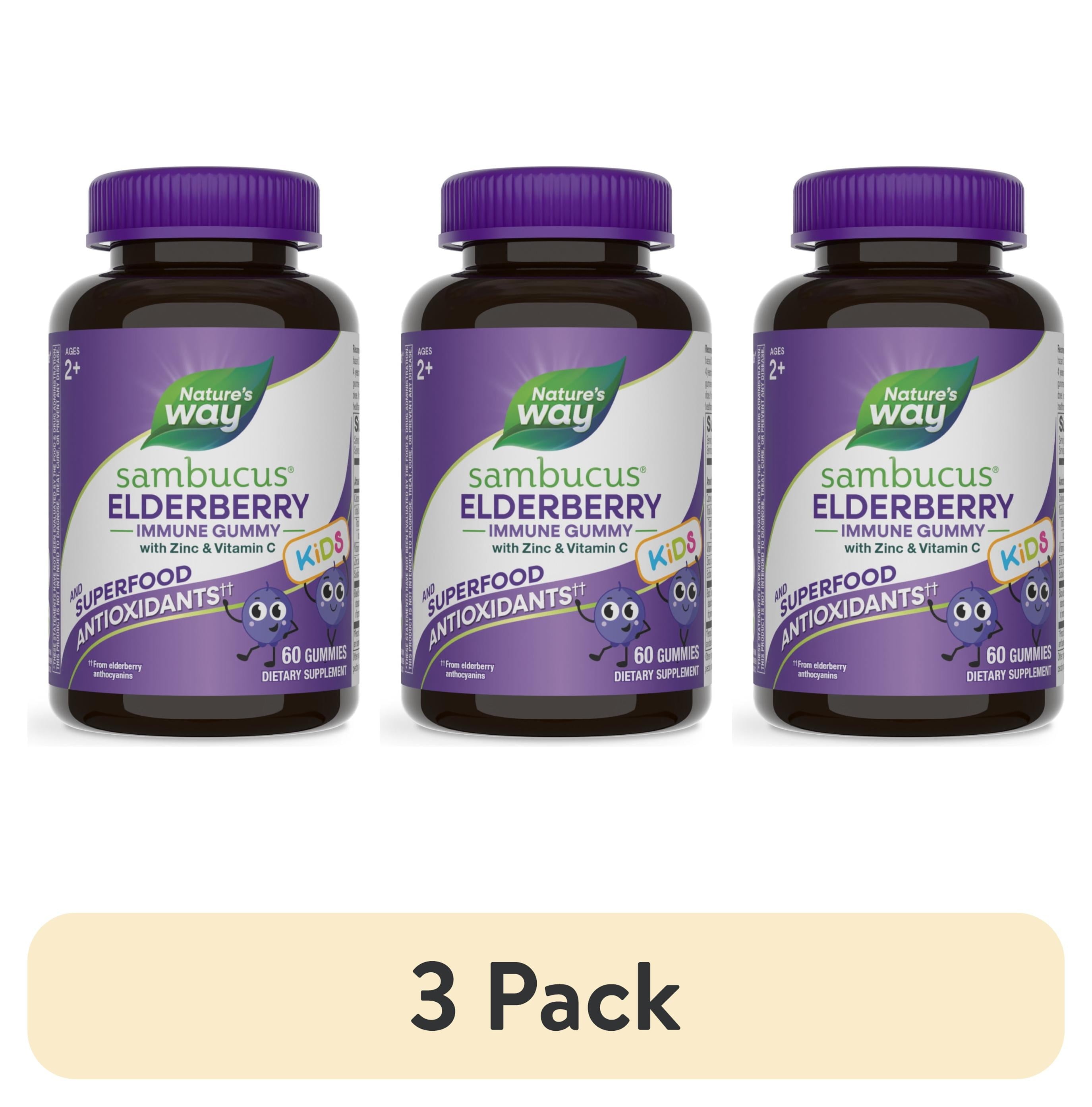 Nature’s Way Sambucus Immune Gummies for Kids, with Elderberry, Vitamin C and Zinc, Unisex, 60 Count