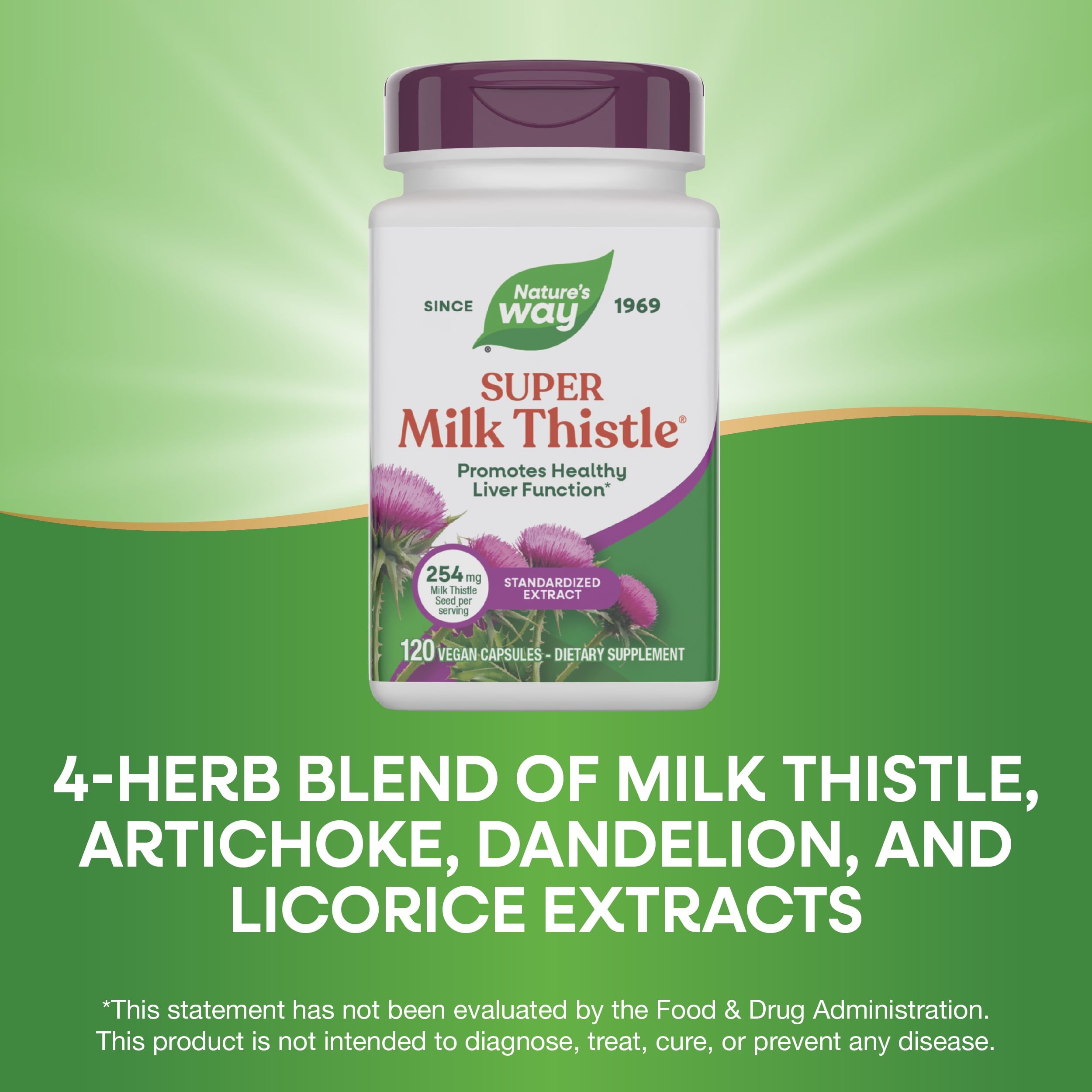 Nature's Way Super Milk Thistle Capsules, Promotes Healthy Liver Function*, Unisex, 120ct
