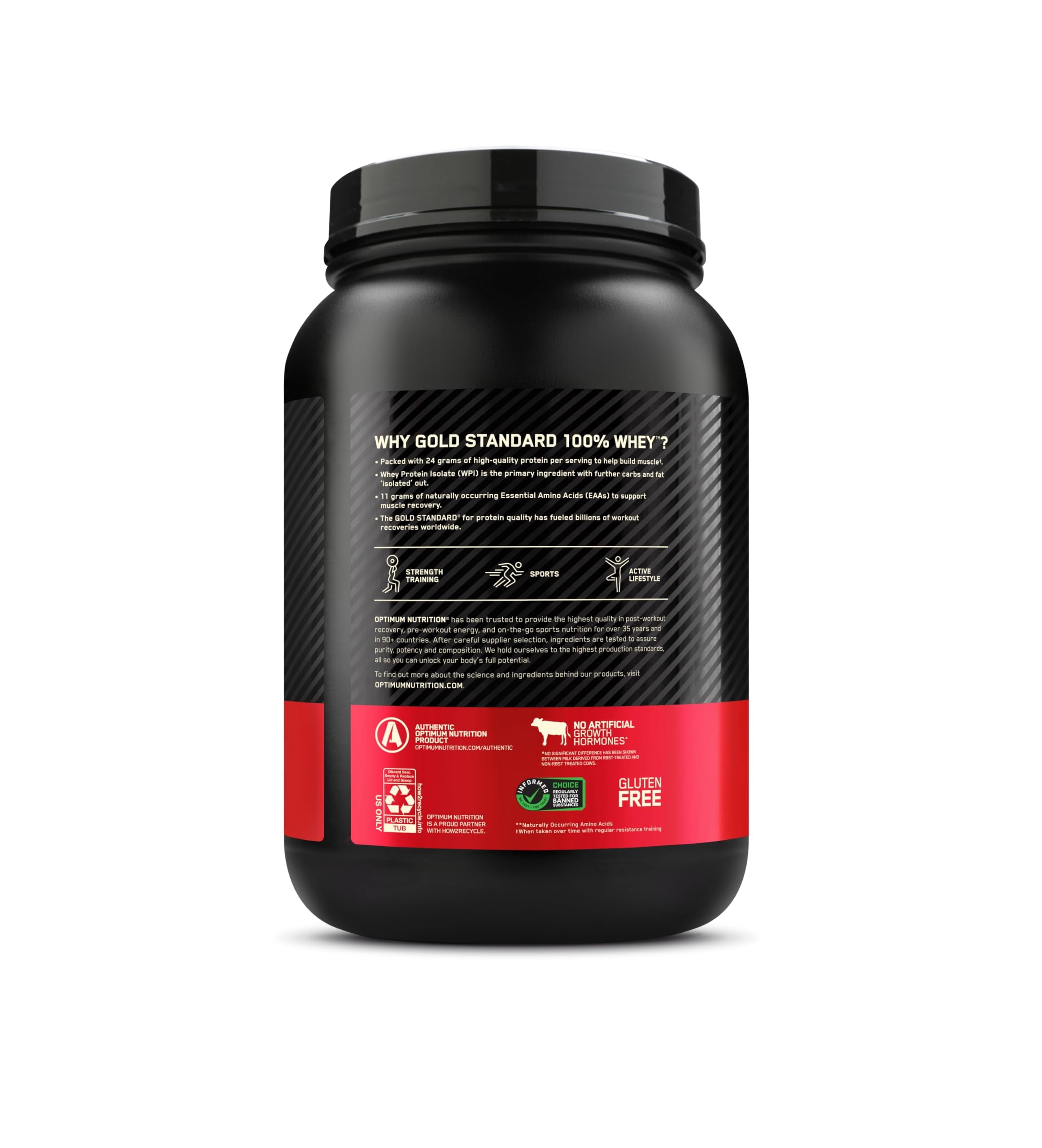 Optimum Nutrition Gold Standard 100% Whey Protein Powder, French Vanilla Creme, 24g Protein, 2 LB