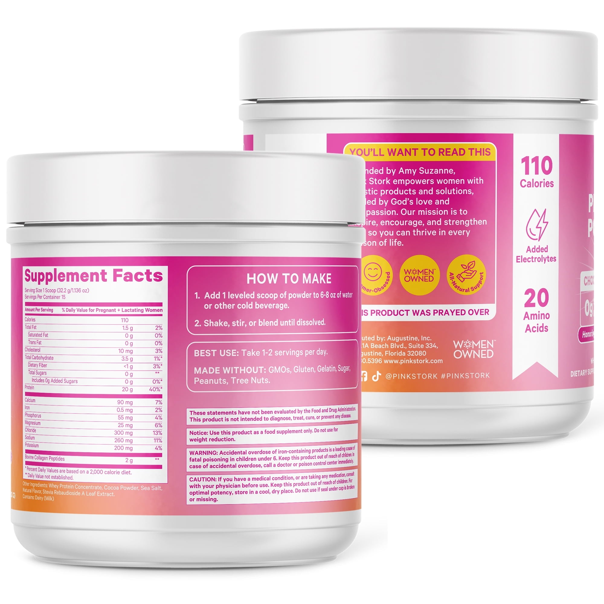Pink Stork Pregnancy + Nursing Protein Powder, Chocolate, 15 Servings