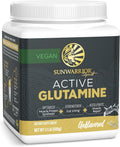 Sunwarrior Glutamine Powder for Muscle Recovery &amp; Gut Health Support, Unflavored, 1.1 lbs