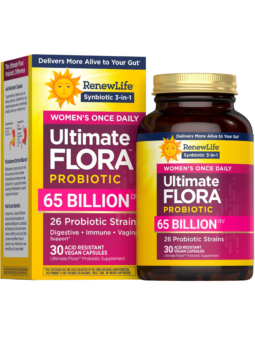 Ultimate Flora Probiotics for Women | 65 Billion CFU | 30 Delayed Release Vegan Capsules | by Renew Life