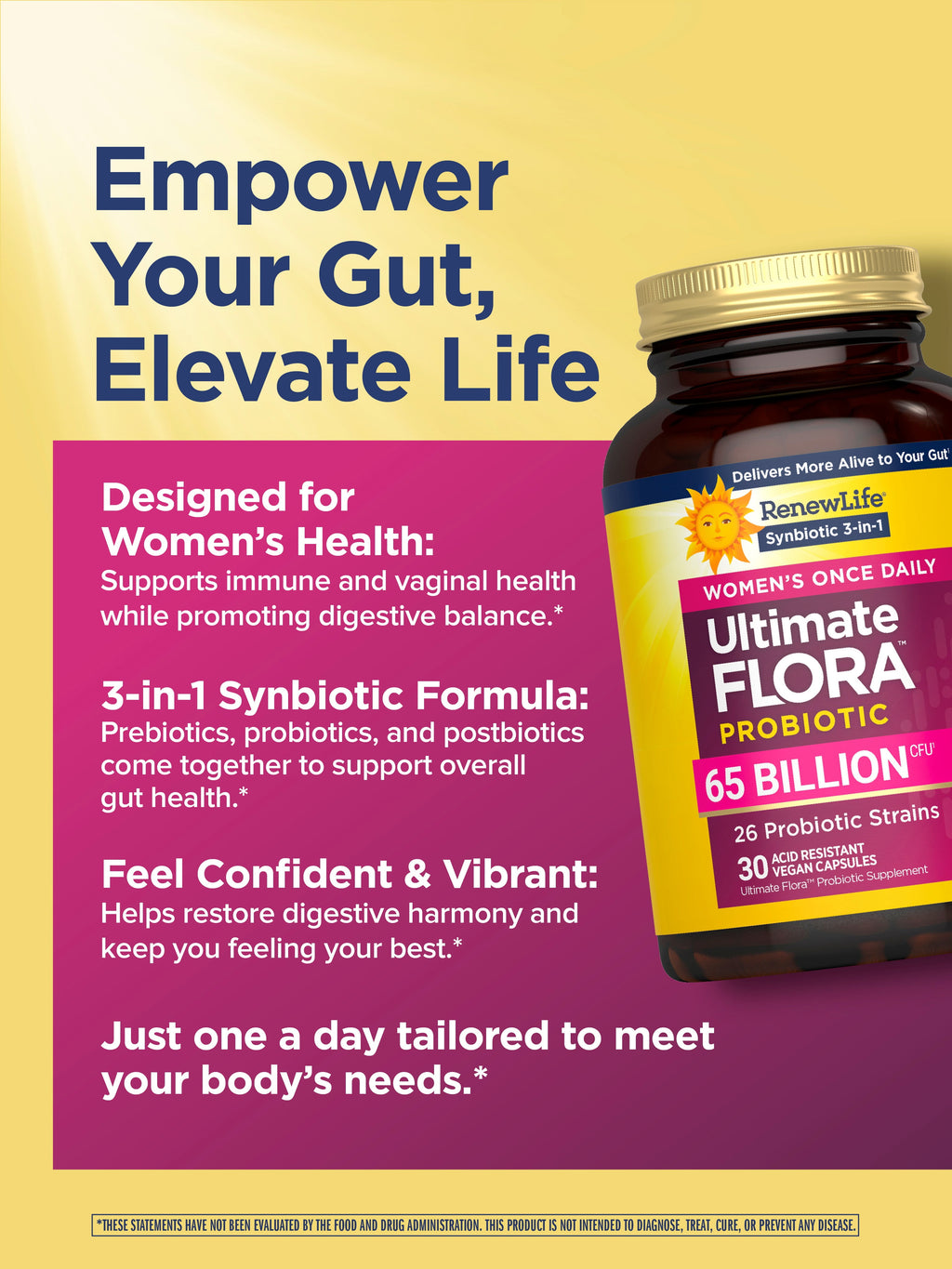 Ultimate Flora Probiotics for Women | 65 Billion CFU | 30 Delayed Release Vegan Capsules | by Renew Life