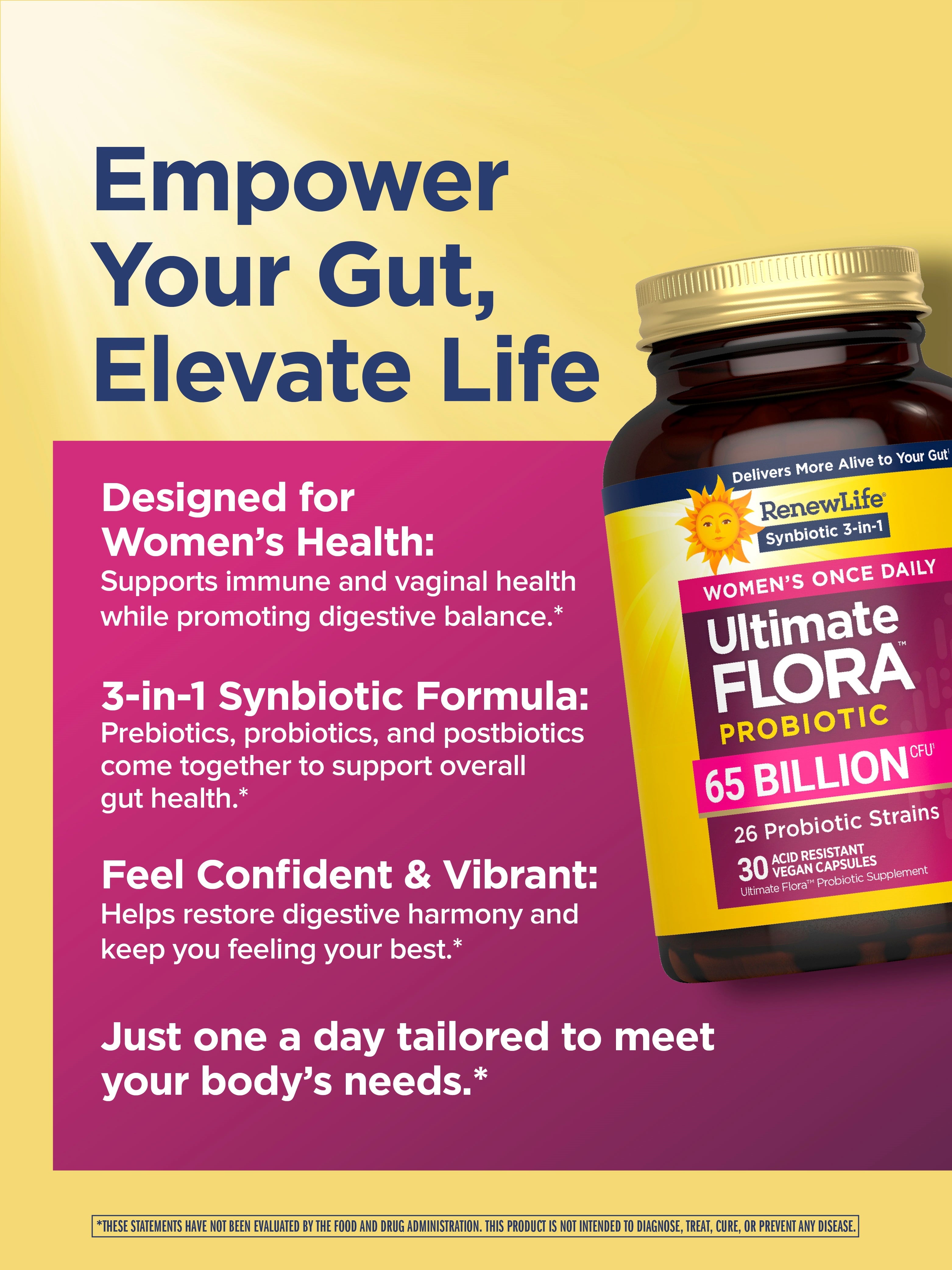 Ultimate Flora Probiotics for Women | 65 Billion CFU | 30 Delayed Release Vegan Capsules | by Renew Life