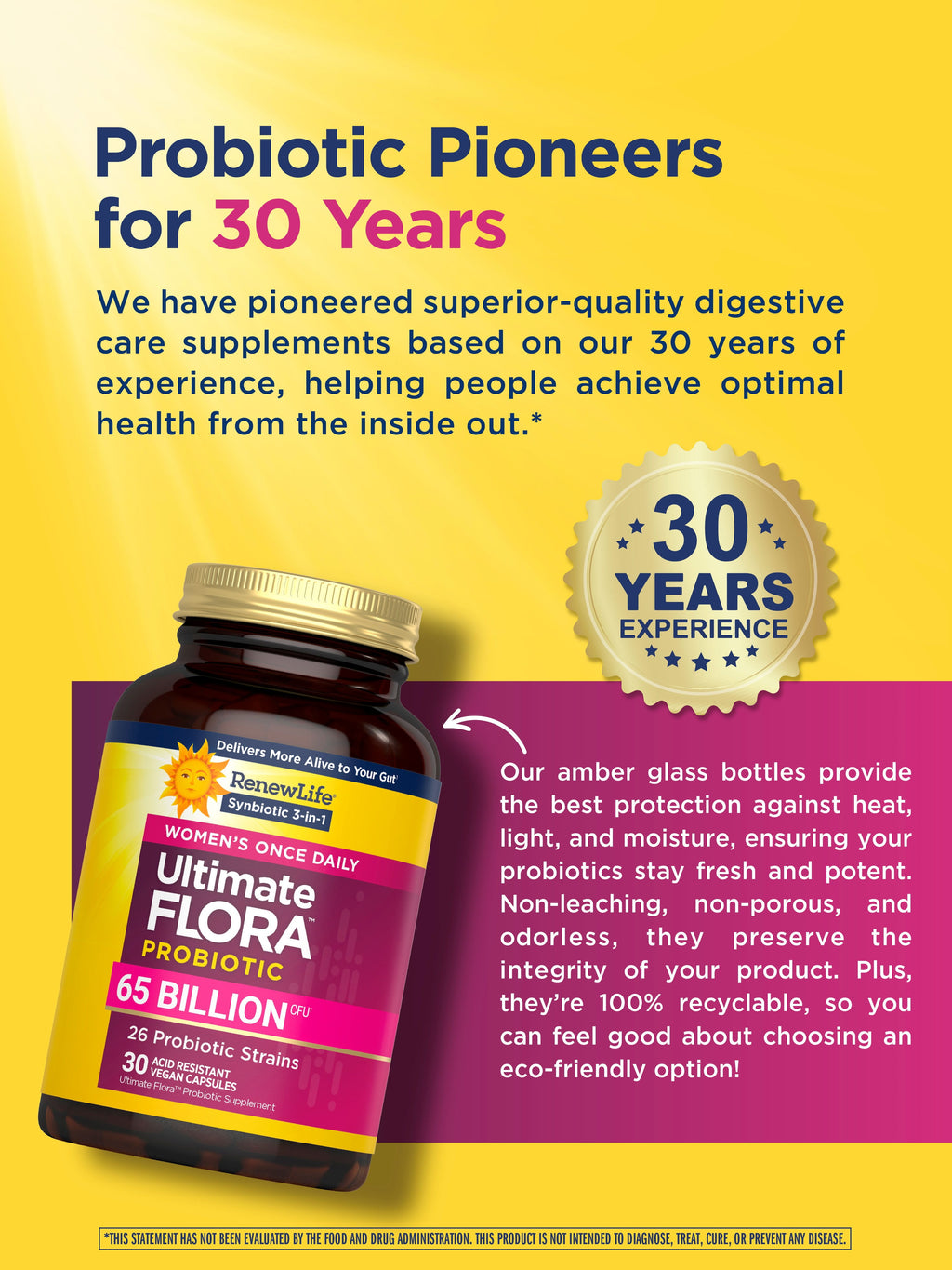 Ultimate Flora Probiotics for Women | 65 Billion CFU | 30 Delayed Release Vegan Capsules | by Renew Life
