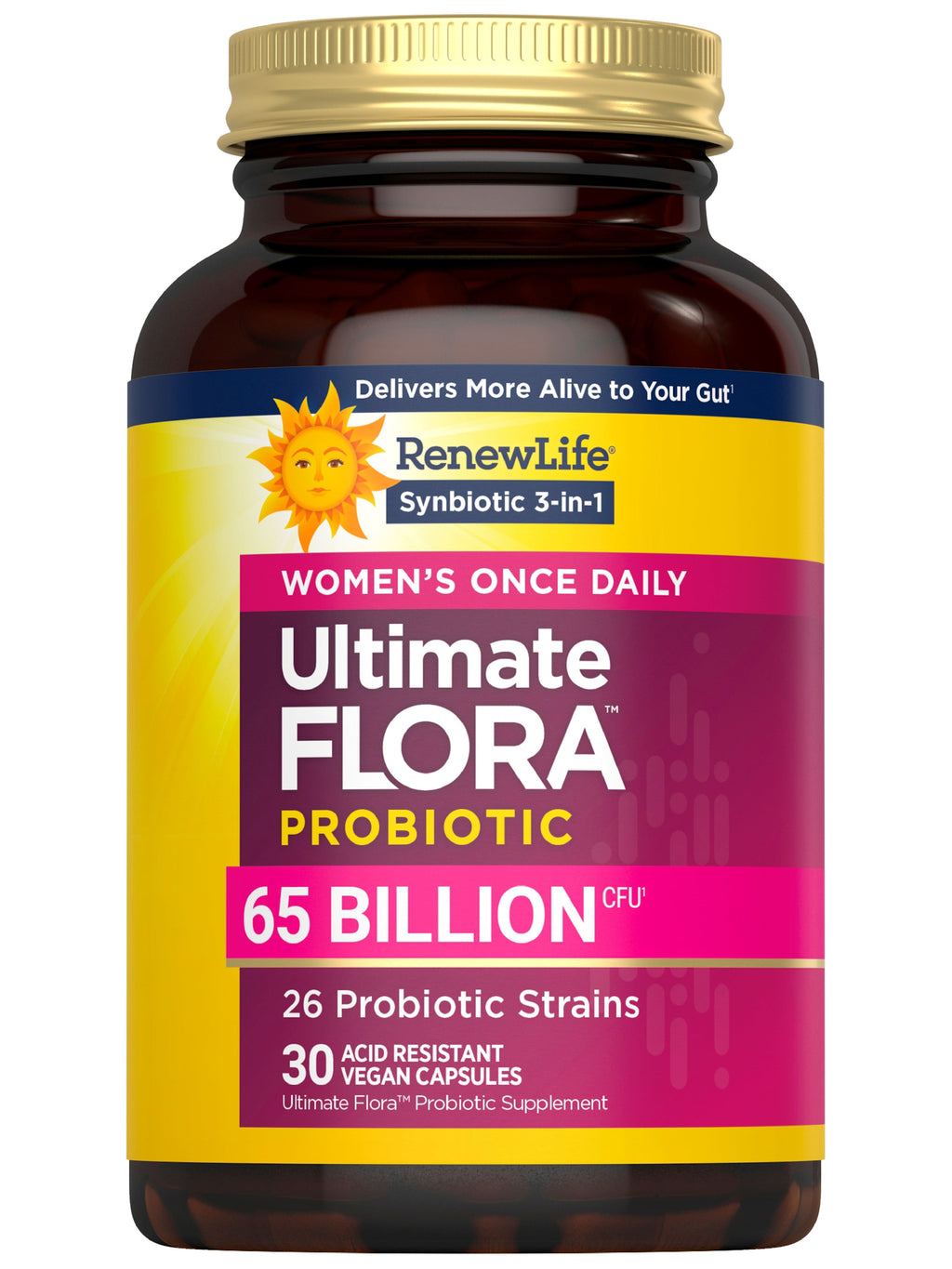 Ultimate Flora Probiotics for Women | 65 Billion CFU | 30 Delayed Release Vegan Capsules | by Renew Life