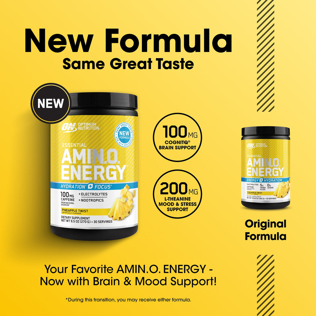 Optimum Nutrition Essential Amino Energy Hydration Plus Focus Powder, Pineapple Twist, 9.5 oz