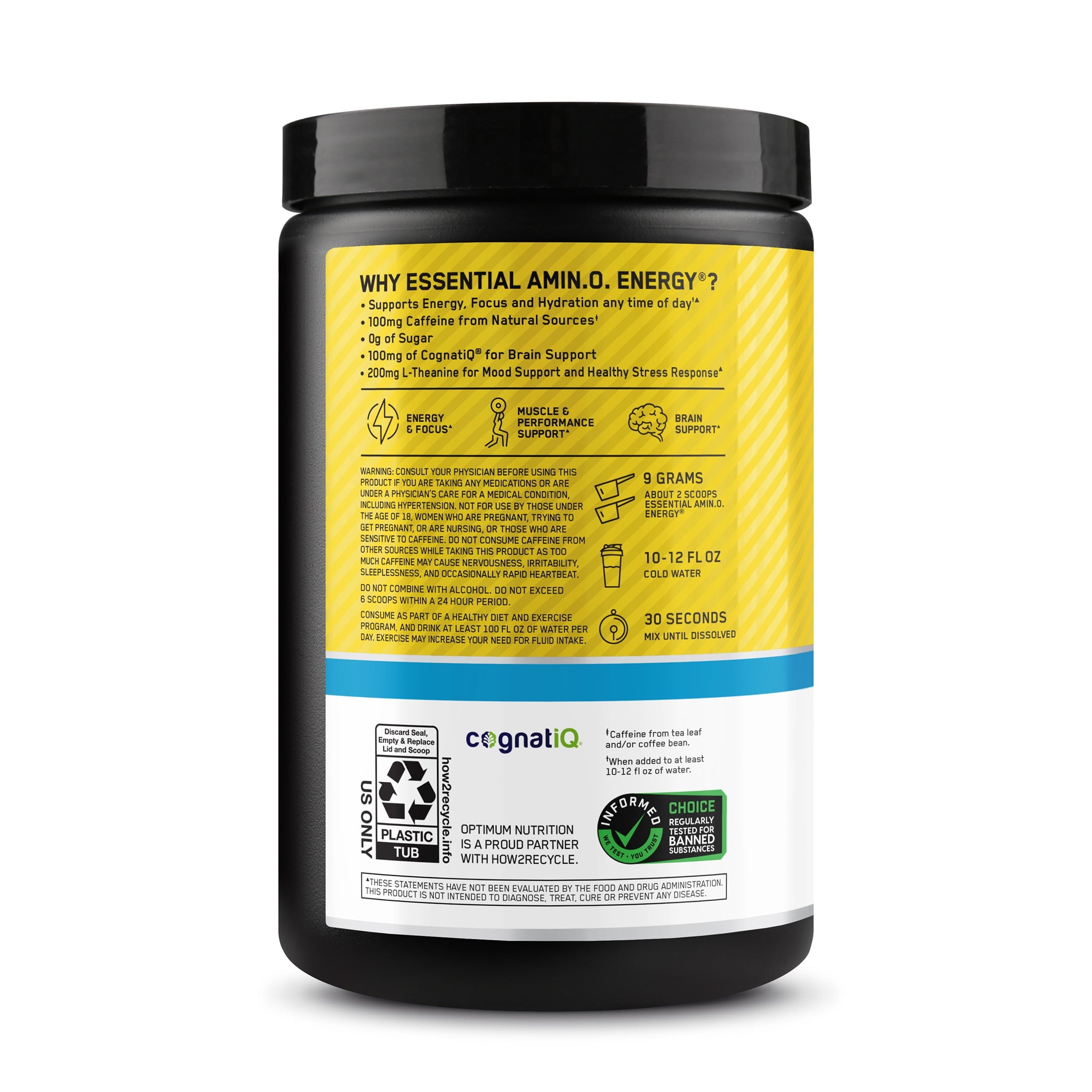 Optimum Nutrition Essential Amino Energy Hydration Plus Focus Powder, Pineapple Twist, 9.5 oz
