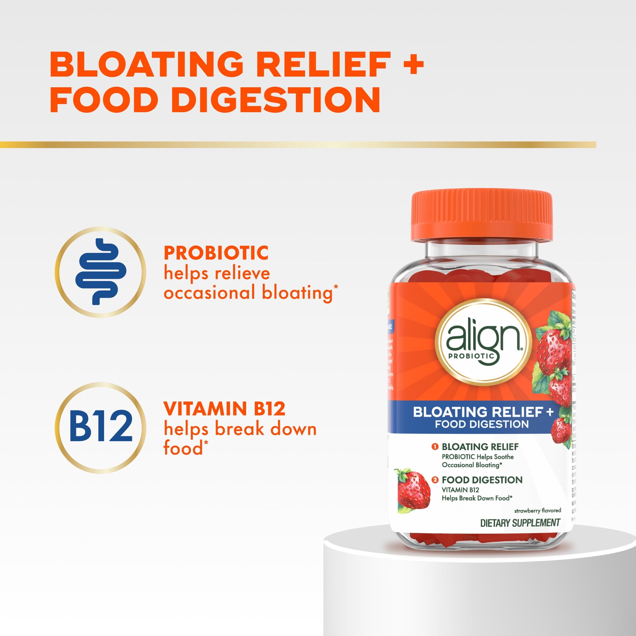 Align Probiotic Gummies Bloating Relief + Digestion, Daily Probiotic Supplement, 60 Gummies