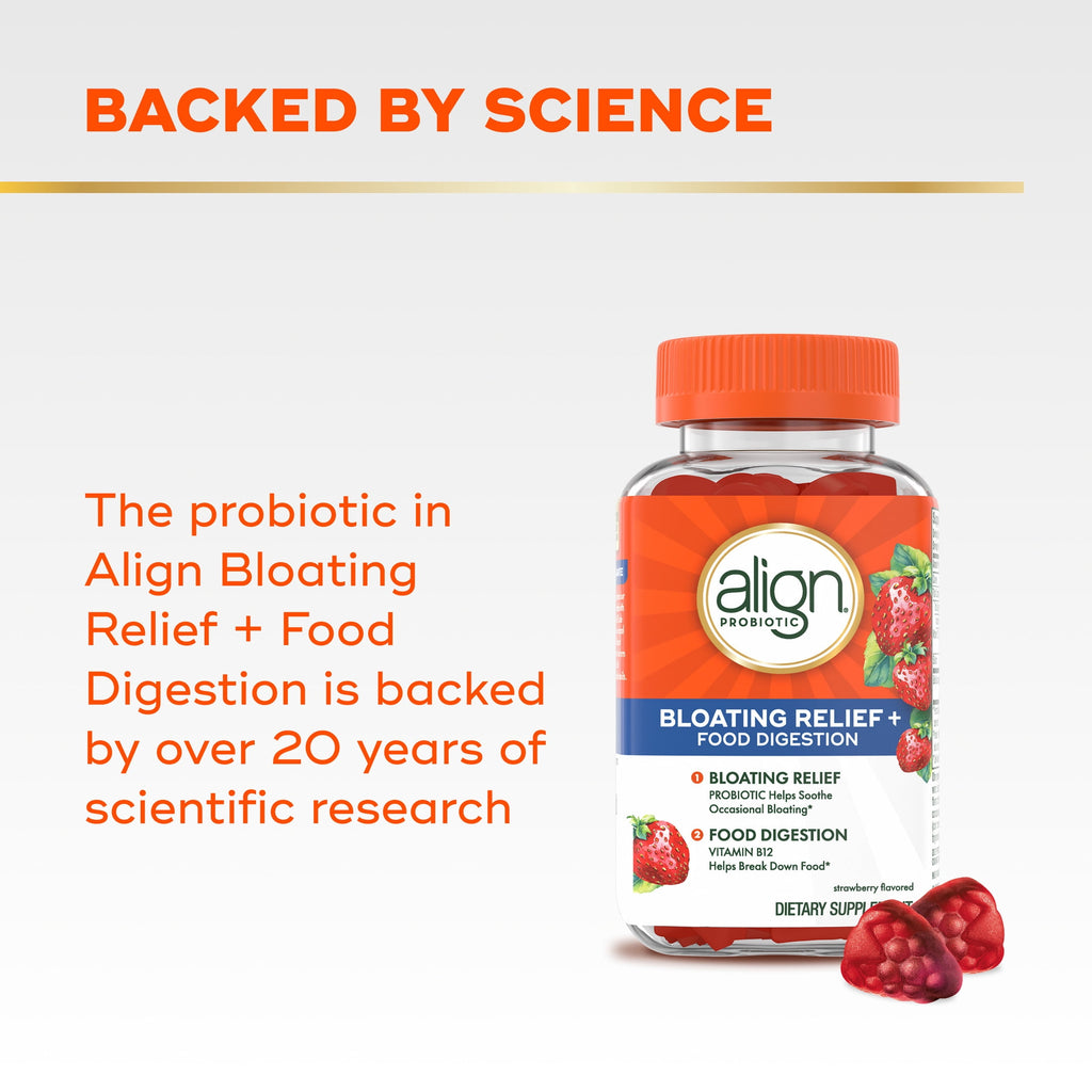 Align Probiotic Gummies Bloating Relief + Digestion, Daily Probiotic Supplement, 60 Gummies