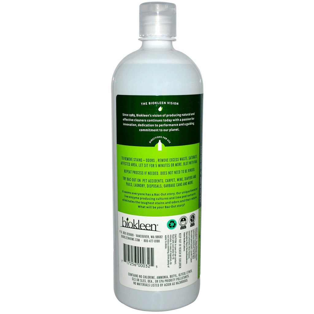 Biokleen Bac-Out Stain &amp; Odor Remover Live Enzyme Cultures &amp; Lime Extract, 32 Fl Oz