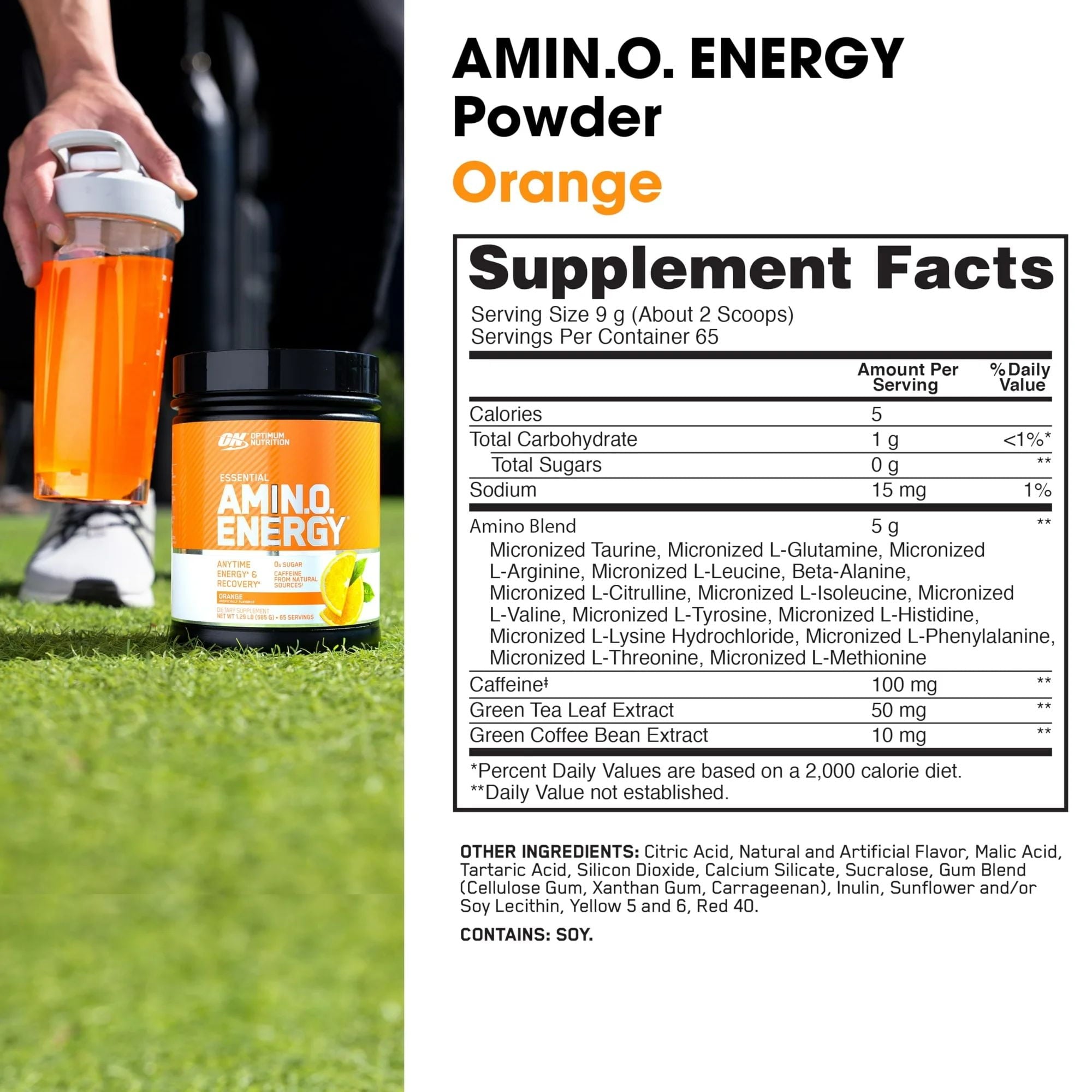 Optimum Nutrition, Essential Amino Energy, Powder, Orange Cooler, 65 Servings