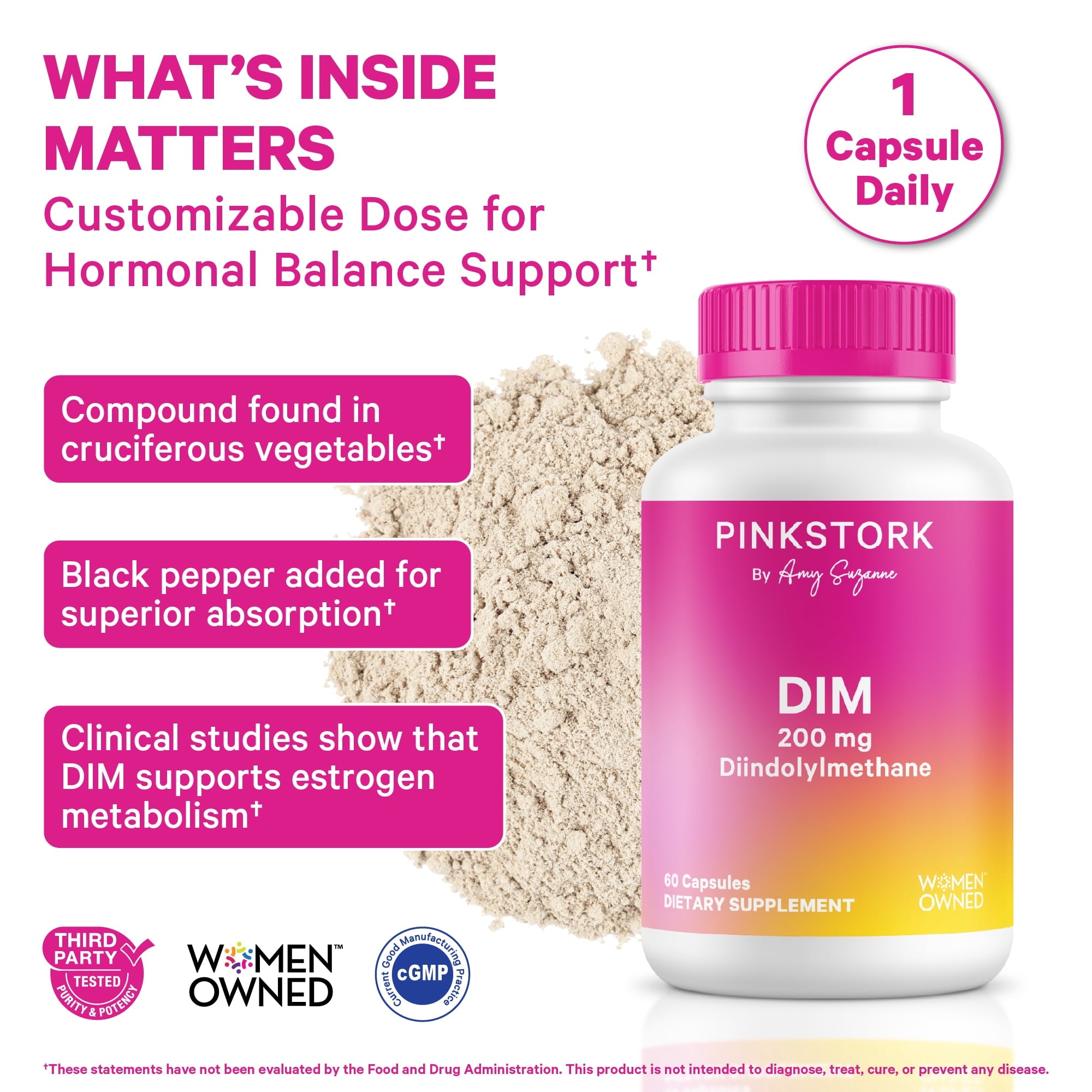 Pink Stork DIM Supplement for Women - 60 Count